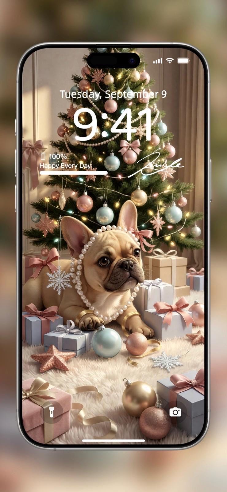 Frenchies Under the Mistletoe 🎄🐾 (2-pack digital download) | iPhone Wallpaper