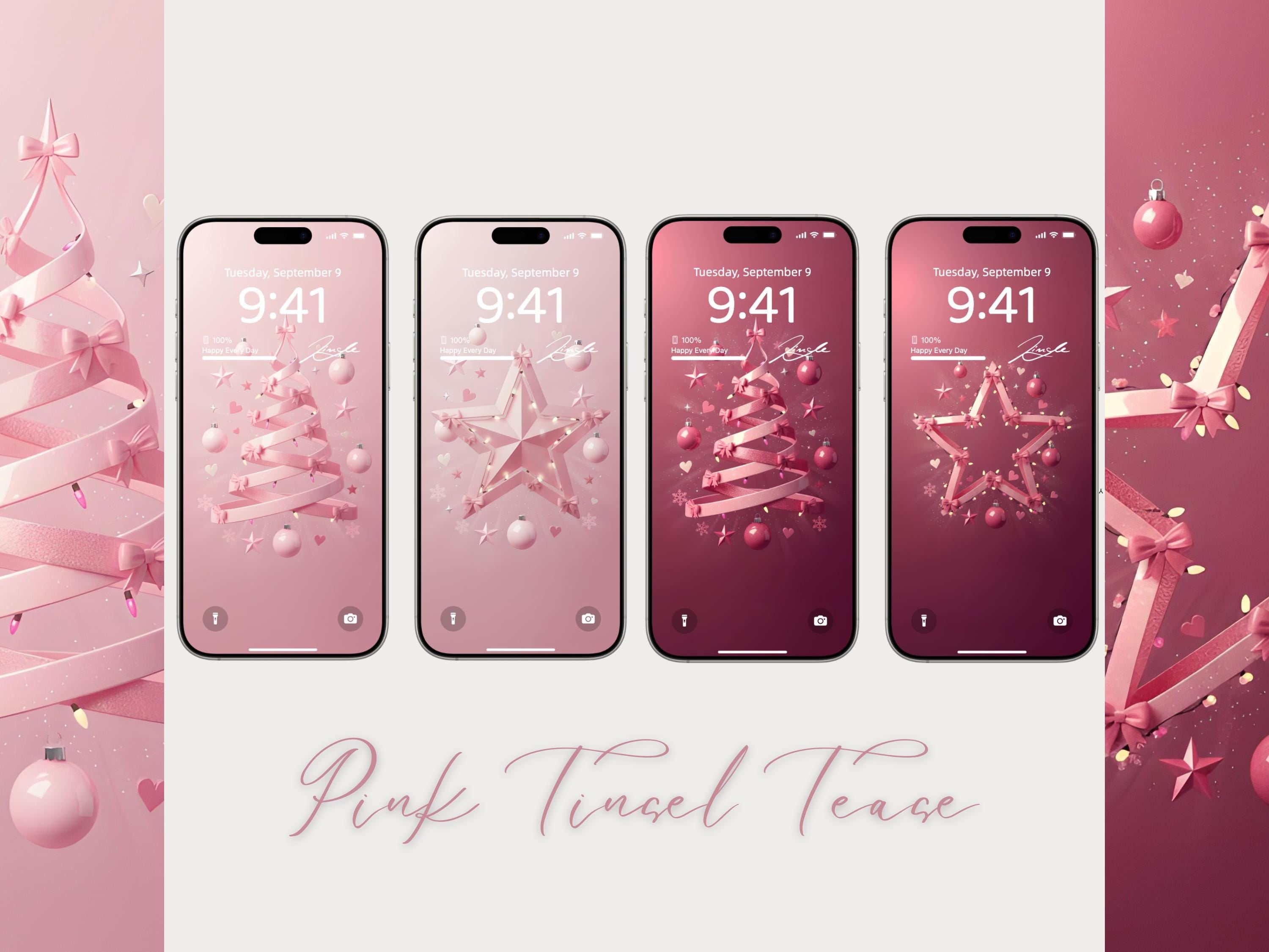 Pink Tinsel Tease ✨🎀 (4-pack digital download) | iPhone Wallpaper