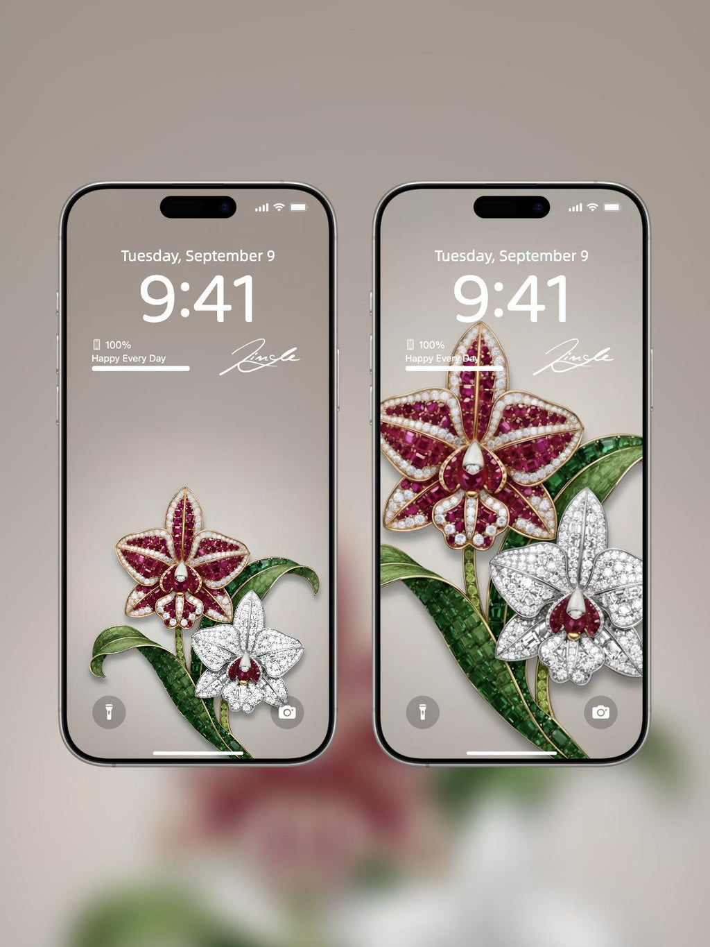 Floral Jewels Collection · The Orchid Edition (iPhone – Classic Set) Elite Digital Jewellery Screen Styling Set
