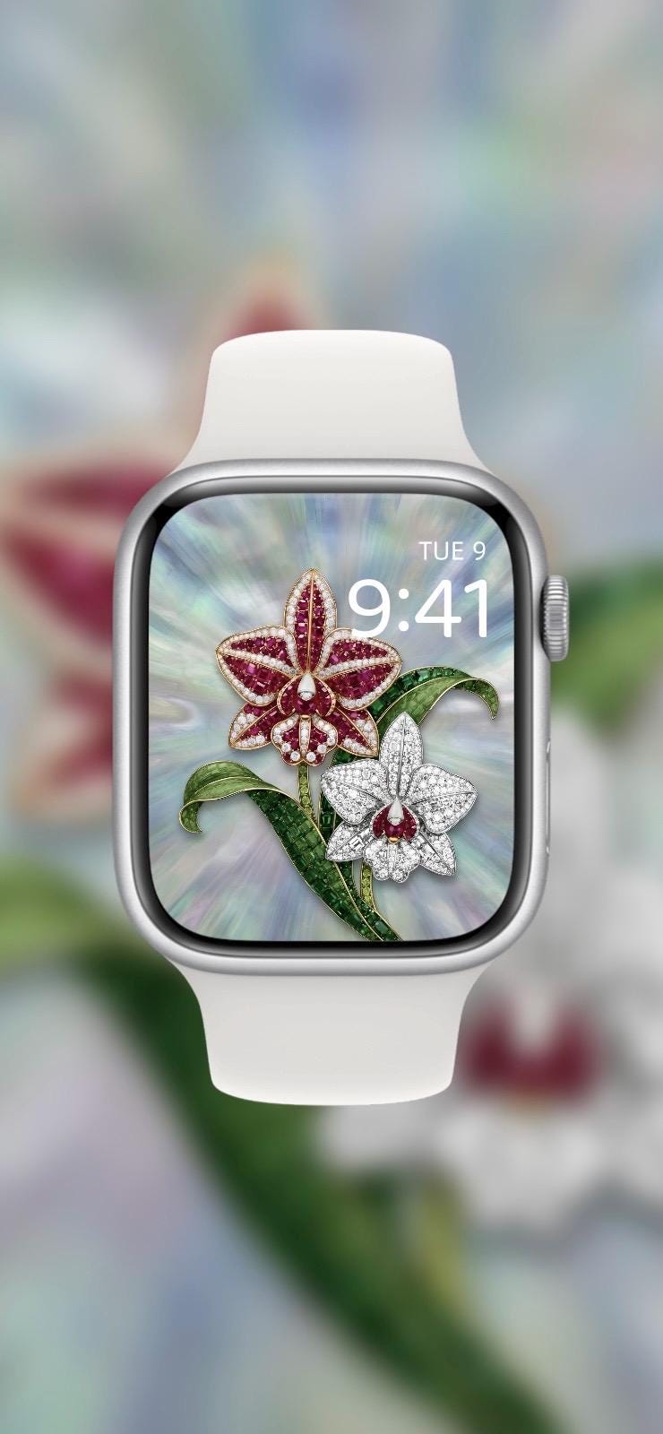 Floral Jewels Collection · The Orchid Edition (Apple Watch – Noir Set) Elite Digital Jewellery Screen Styling Set