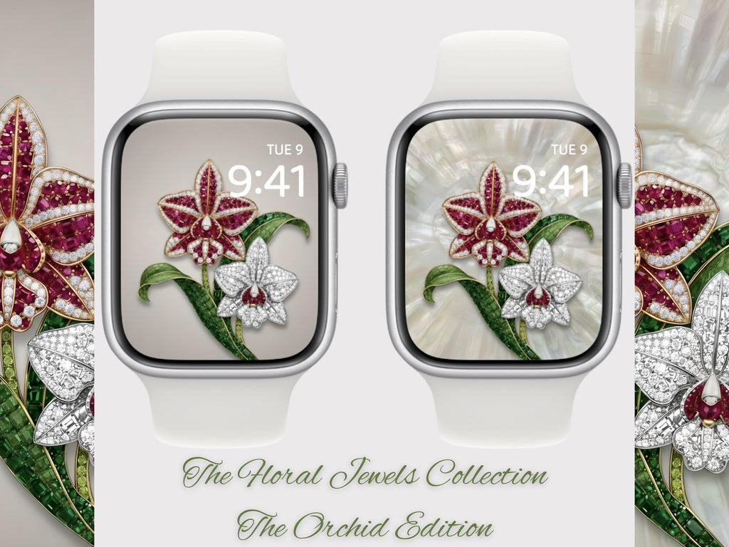 Floral Jewels Collection · The Orchid Edition (Apple Watch - Pearl Set) Elite Digital Jewellery Screen Styling Set