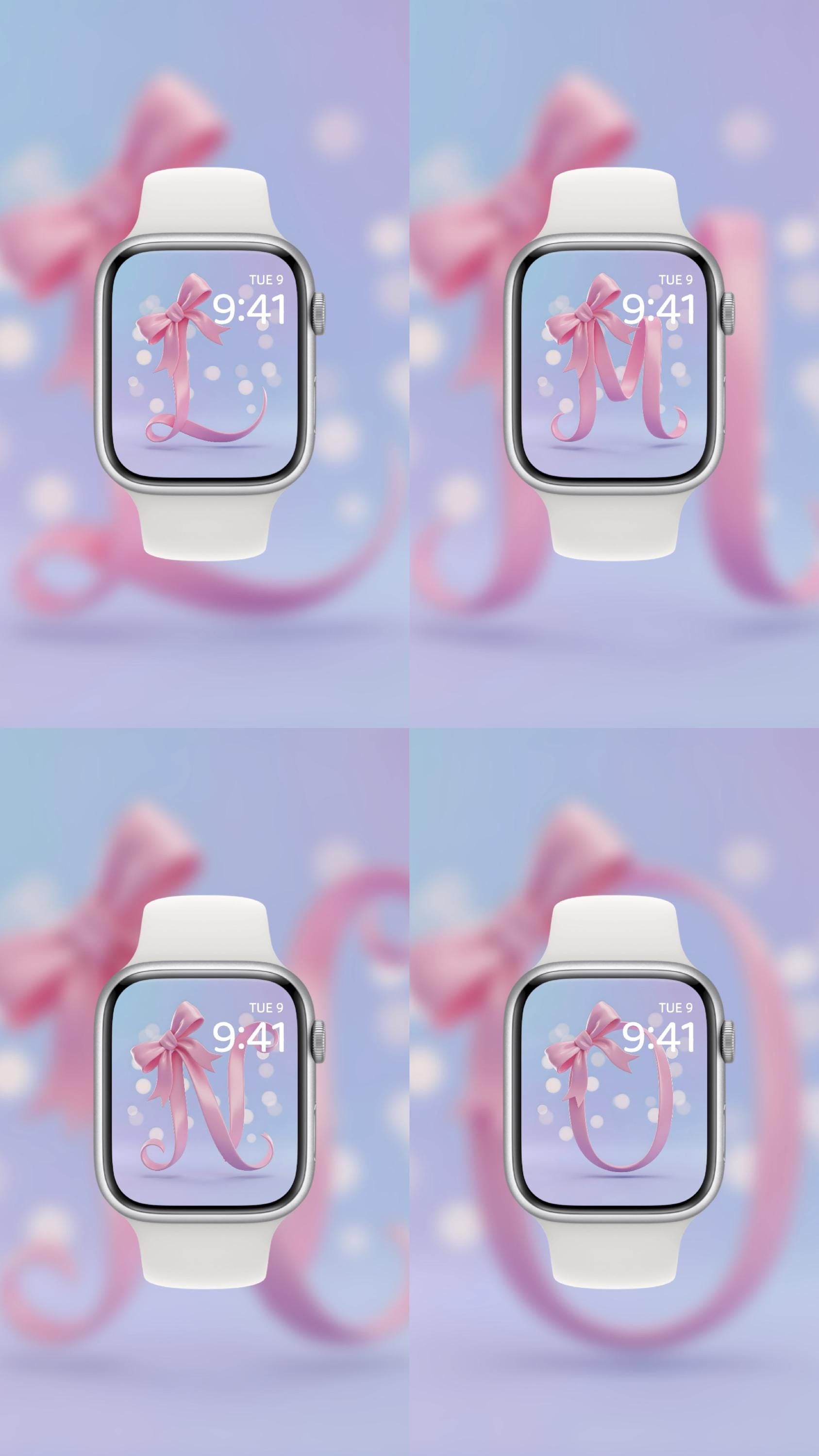 The Coquette Bow Monogram Custom Set 💖 🎀 (2-pack digital download) Apple Watch Wallpaper