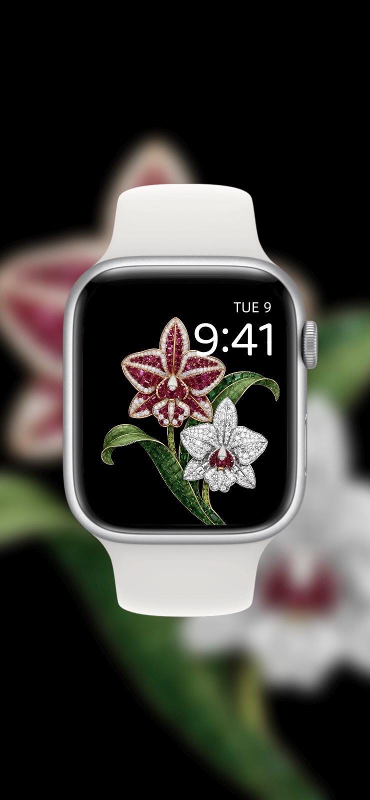 Floral Jewels Collection · The Orchid Edition (Apple Watch – Noir Set) Elite Digital Jewellery Screen Styling Set