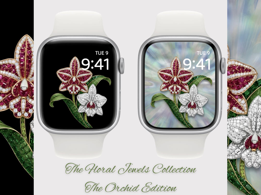 Floral Jewels Collection · The Orchid Edition (Apple Watch – Noir Set) Elite Digital Jewellery Screen Styling Set