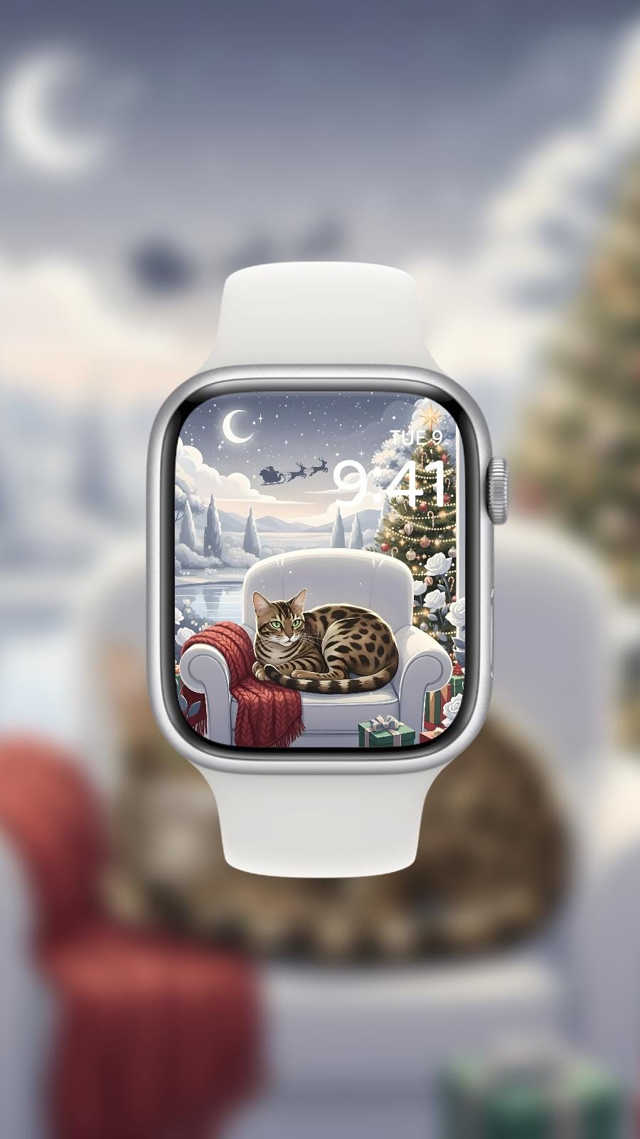 Pastel Purr-traits: The Noel Edition 🌙 🌲(5-pack digital download) Apple Watch Wallpaper