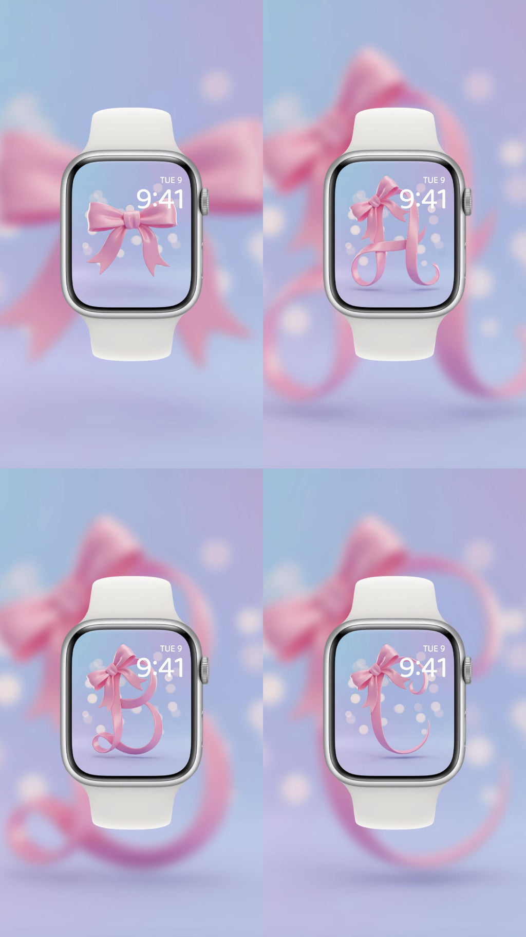 The Coquette Bow Monogram Custom Set 💖 🎀 (2-pack digital download) Apple Watch Wallpaper