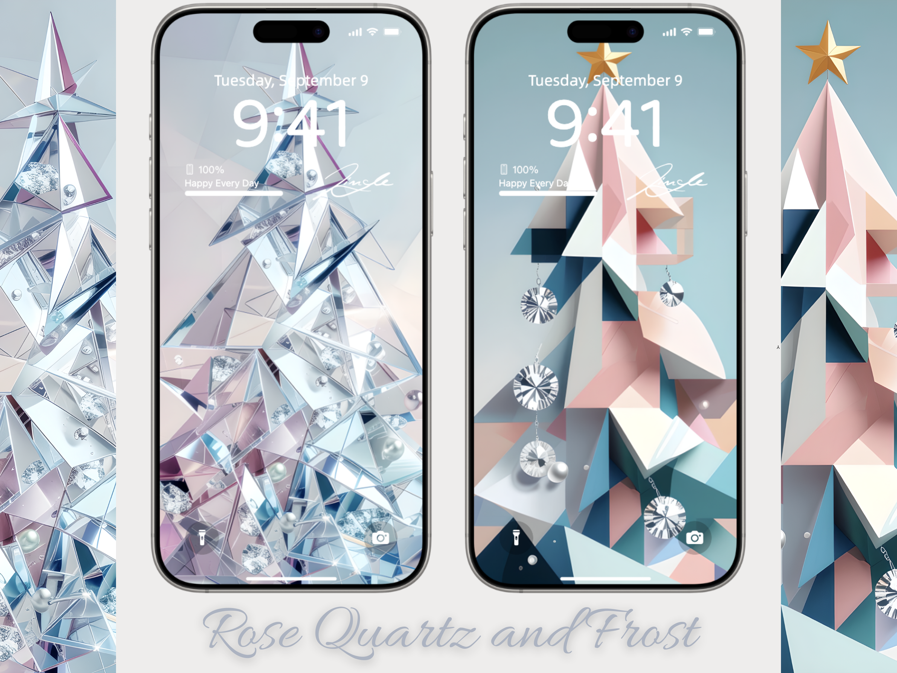 Rose Quartz and Frost 💎 ❄️ (2-pack digital download) | iPhone Wallpaper