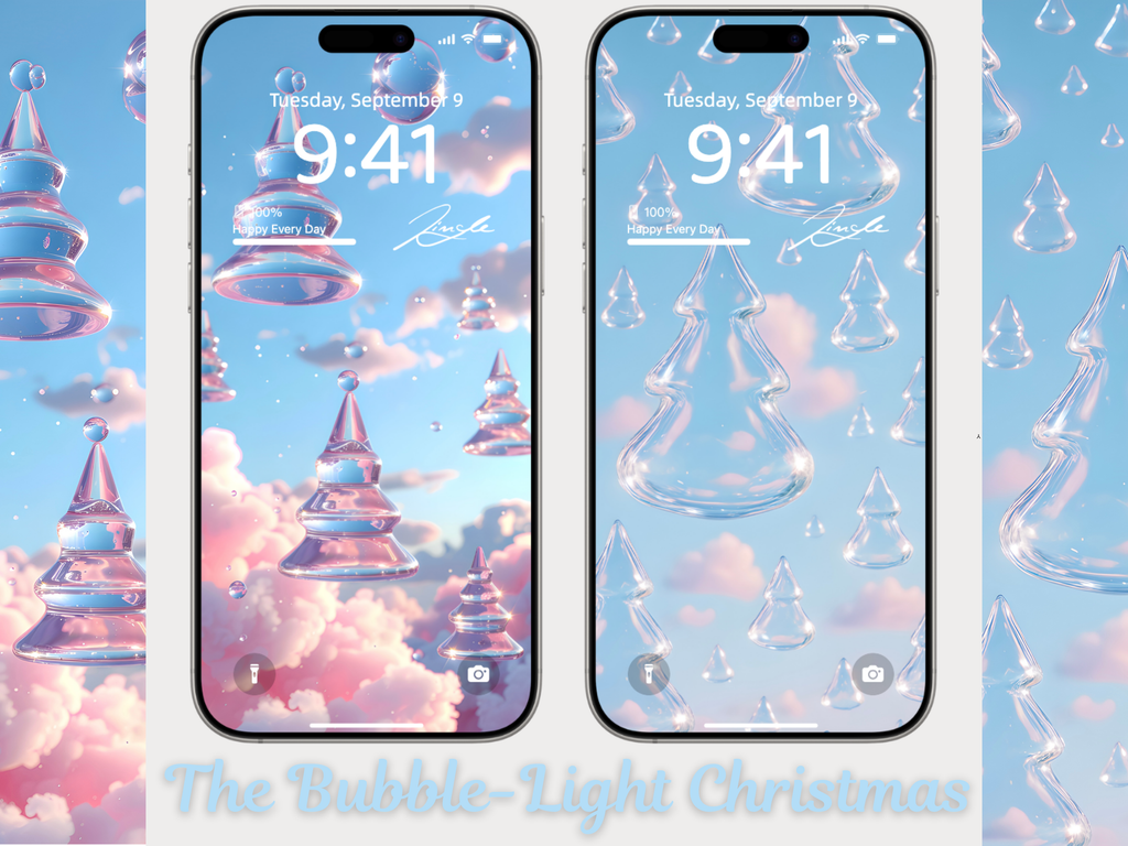 The Bubble-Light Christmas 🫧 🌲 (2-pack digital download) | iPhone Wallpaper