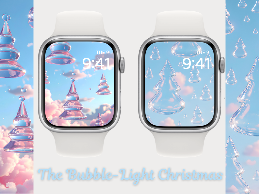 The Bubble-Light Christmas 🫧 🌲 (2-pack digital download) | Apple Watch Wallpaper