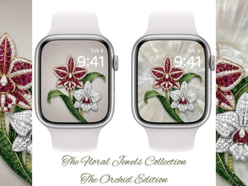 Floral Jewels Collection · The Orchid Edition (Apple Watch - Pearl Set) Elite Digital Jewellery Screen Styling Set