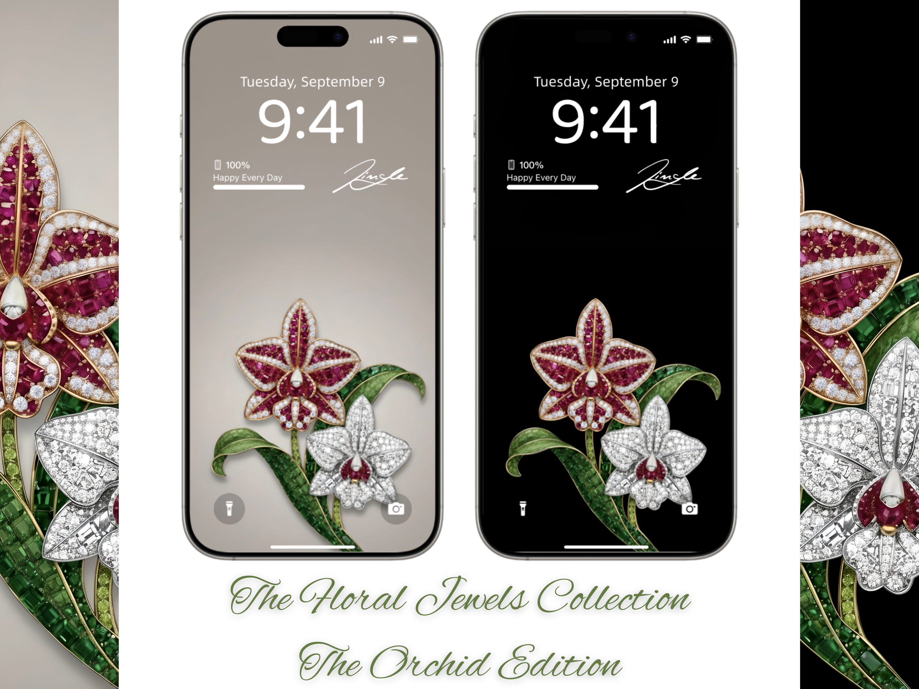 Floral Jewels Collection · The Orchid Edition (iPhone – Classic Set) Elite Digital Jewellery Screen Styling Set