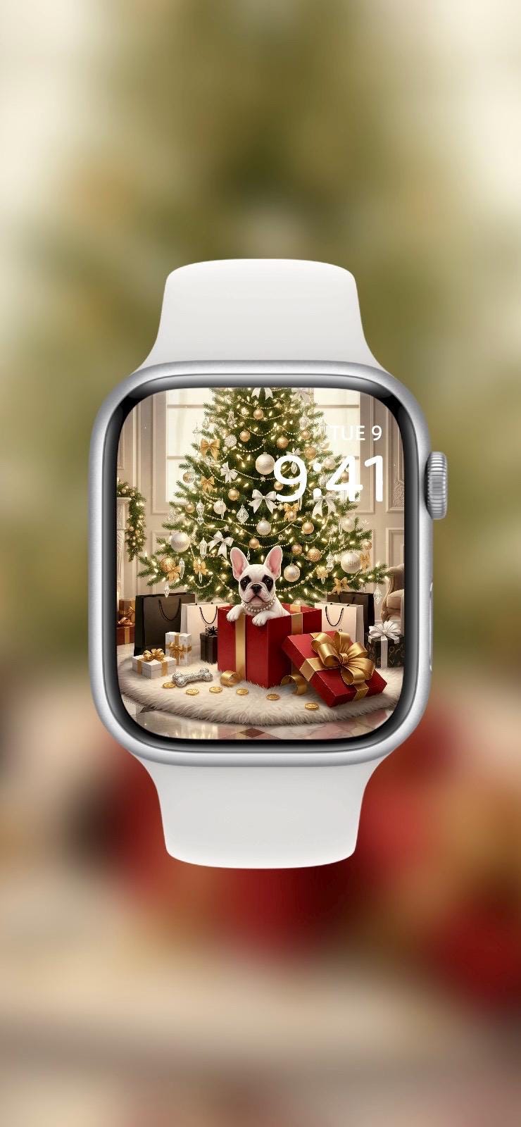 Frenchies Under the Mistletoe 🎄🐾 (2-pack digital download) | Apple Watch Wallpaper