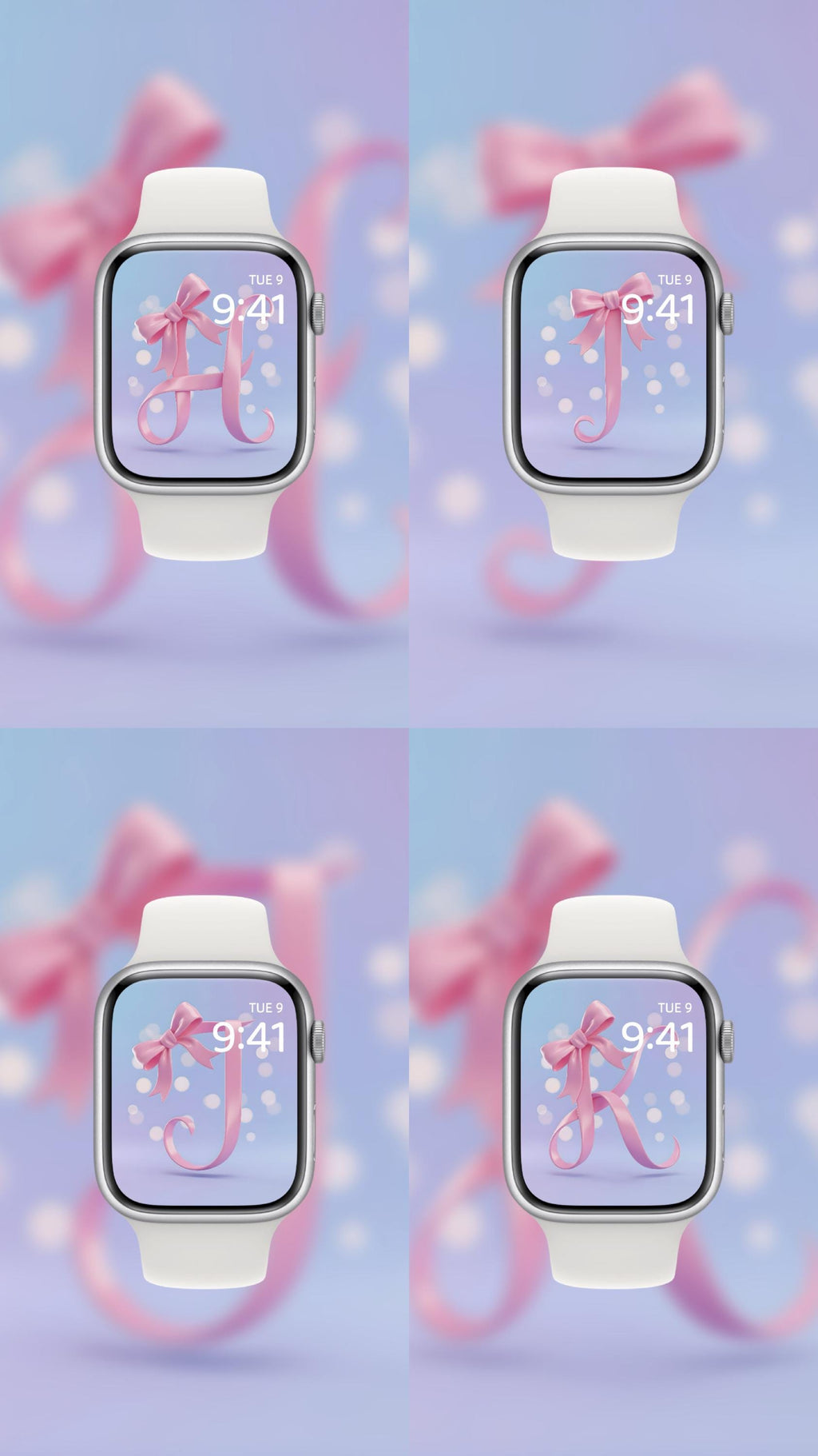 The Coquette Bow Monogram Custom Set 💖 🎀 (2-pack digital download) Apple Watch Wallpaper