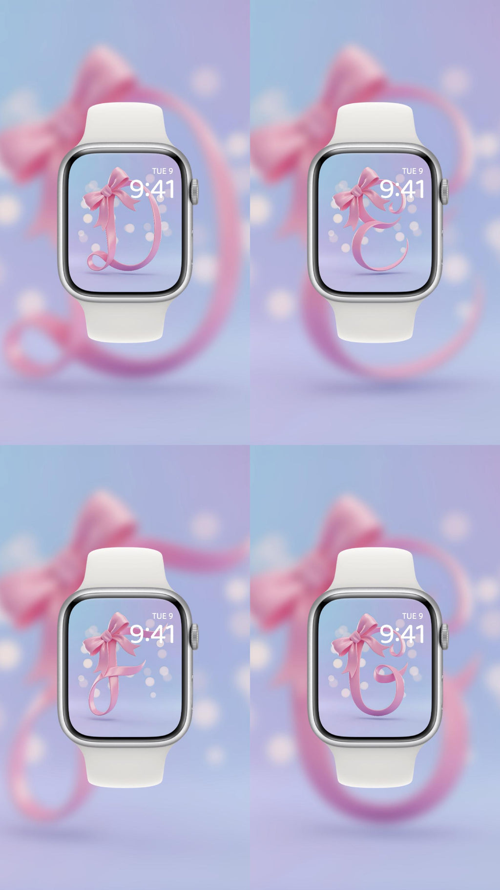 The Coquette Bow Monogram Custom Set 💖 🎀 (2-pack digital download) Apple Watch Wallpaper