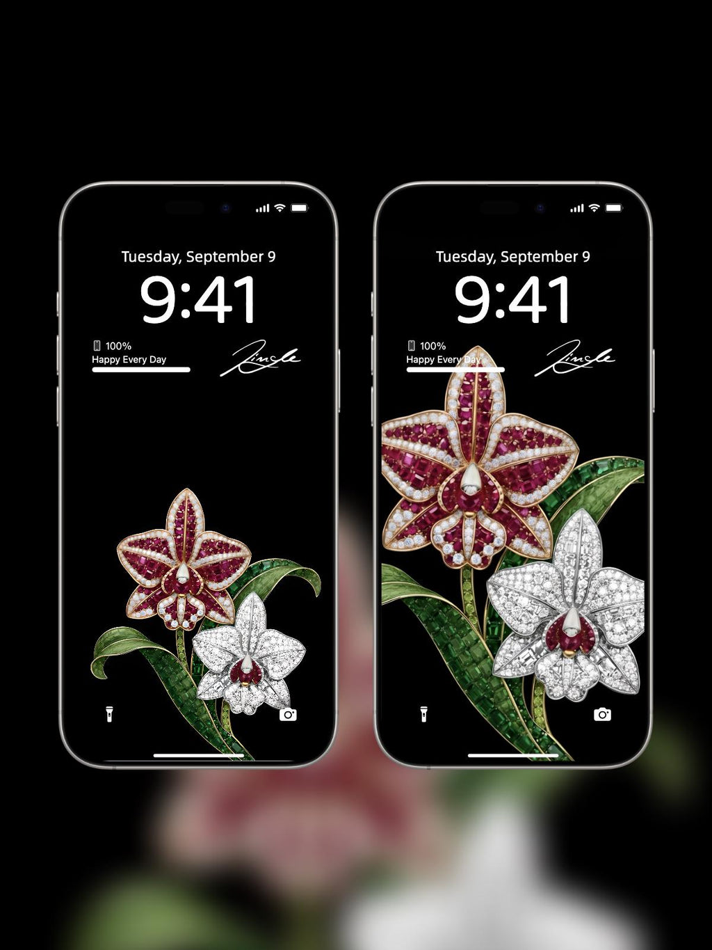 Floral Jewels Collection · The Orchid Edition (iPhone – Classic Set) Elite Digital Jewellery Screen Styling Set