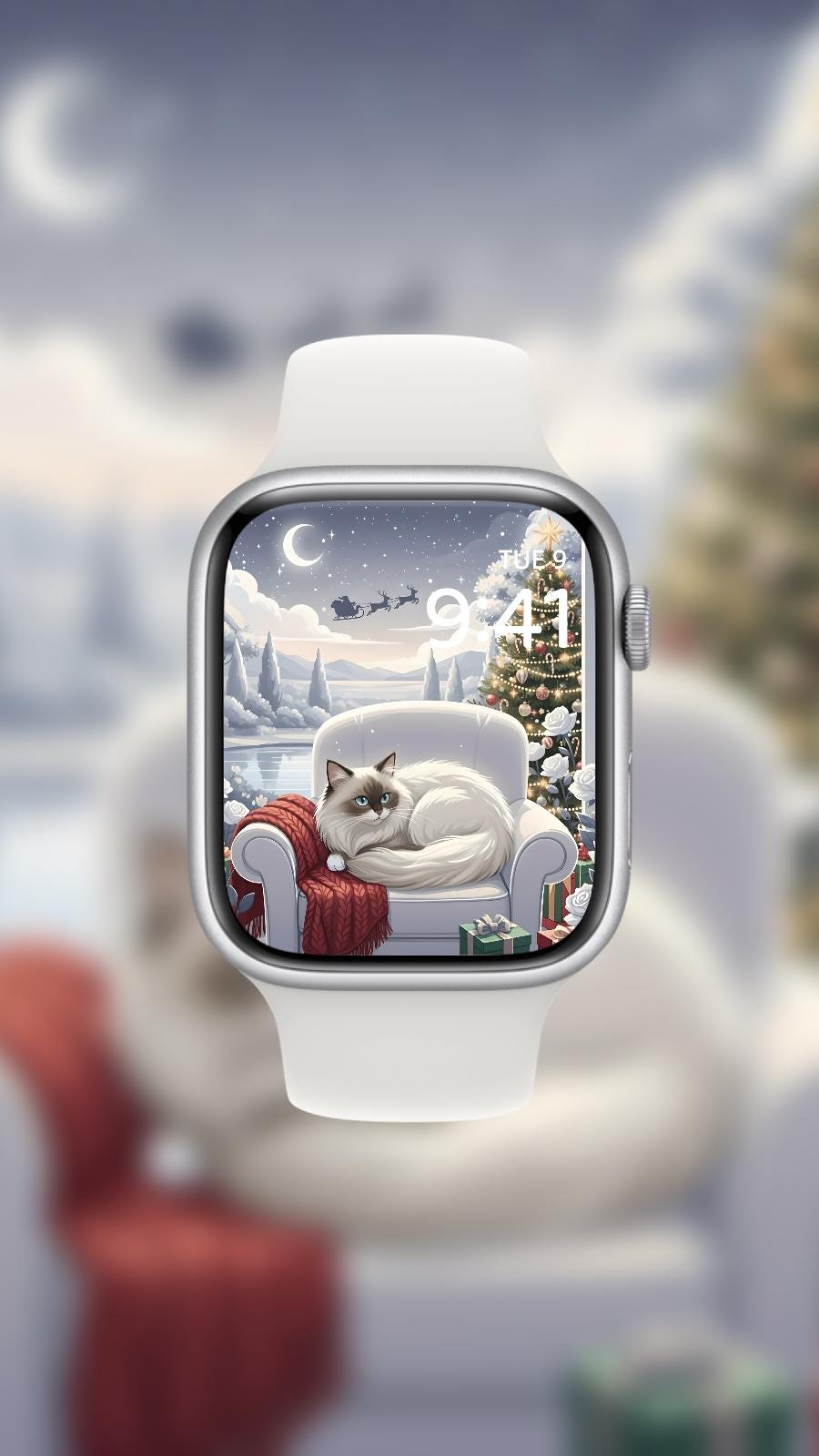 Pastel Purr-traits: The Noel Edition 🌙 🌲(5-pack digital download) Apple Watch Wallpaper